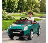GarveeTech Auto elettrica con licenza da 12 V per bambini, con telecomando, illuminazione a LED, musica, clacson, USB, doppie porte, cintura di sicurezza, 3 km/h, dai 3 anni in su, verde