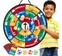 Garybank Bible Trivia - Gioco di freccette per bambini e famiglia, oltre 280 domande bibliche banali e 20 carte di virtù cristiane, forniture per studio biblico per la scuola domenicale, gruppi di