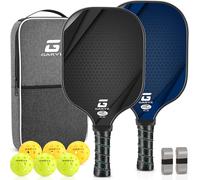 GARYE Set di 2 racchette da pickleball, approvate USAPA, in fibra di carbonio, leggere, con 6 palline, 1 borsa, coppia di nastri antiscivolo, per uomini e donne
