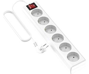 Garza 420022 power-base multipla Basic di 6 prese Schuko, cavo 1.5 mm x 5 m, colore, bianco, Medium