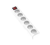 Garza 420026 power-base multipla senza cavo di 6 prese Schuko, con interruttore, colore, bianco, Medium