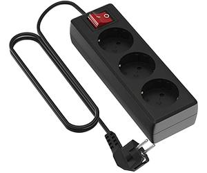 Garza 420027 power-base multipla Basic di 3 prese Schuko, cavo 1.5 mm x 3 m, colore, Nero, Medium