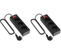 Garza 420027 power-base multipla Basic di 3 prese Schuko, cavo 1.5 mm x 3 m, colore, Nero, Medium (Confezione da 2)