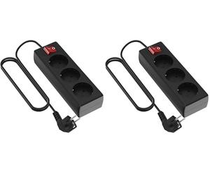 Garza 420027 power-base multipla Basic di 3 prese Schuko, cavo 1.5 mm x 3 m, colore, Nero, Medium (Confezione da 2)