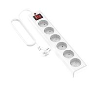 Garza 420029 power-base multipla Top di 6 prese Schuko con interruttore, protezione 8-Plug, Cavo 1.5 mm x 1.5 m, colore, bianco, Medium