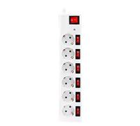Garza 420034 power-base multipla Top di 6 prese Schuko con Interruttori Indipendenti, protezione 8-Plug, Cavo 1.5 mm x 1.5 m, colore, bianco, Medium