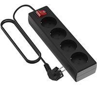 Garza 430063 power-base multipla Basic di 4 prese Schuko, cavo 1.5 mm x 3 m, colore, Nero, Medium