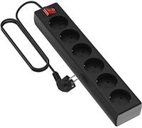 Garza 430067 power-base multipla Basic di 6 prese Schuko, cavo 1.5 mm x 5 m, colore, Nero, Medium