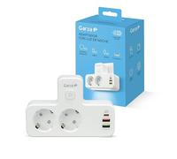 Garza - Adattatore Presa 5 in 1 con 2 prese Schuko, 2 USB-A e 1 USB-C PD20W, ricarica rapida, luce notturna tattile regolabile, protezione per bambini e surriscaldamento