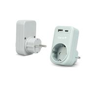 Garza - Adattatore Spina 3 in 1 con 1 Presa Schuko + 1 USB-A QC3.0 + 1 USB-C PD20W, Ricarica Rapida 20W, Protezione Bambini, 3680W, Portatile e Sicuro - Grigio