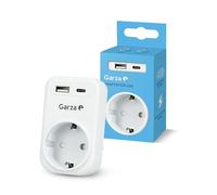 Garza - Adattatore spina 3 in 1 con 1 presa Schuko + 1 USB-A QC3.0 + 1 USB-C PD20W, ricarica rapida 20W, protezione dei bambini, 3680W, portatile e sicuro - bianco