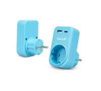 Garza - Adattatore Spina 3 in 1 con 1 Presa Schuko + 1 USB-A QC3.0 + 1 USB-C PD20W, Ricarica Rapida 20W, Protezione Bambini, 3680W, Portatile e Sicuro - Blu