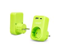 Garza - Adattatore Spina 3 in 1 con 1 Presa Schuko + 1 USB-A QC3.0 + 1 USB-C PD20W, Ricarica Rapida 20W, Protezione Bambini, 3680W, Portatile e Sicuro - Verde