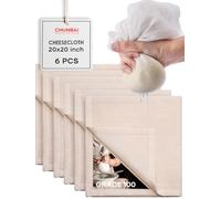 Garza Alimentare, CHUNBAI® 6 pezzi Cheese Cloth, Garza Alimentare per Filtrare per Formaggio, Panno di Formaggio Cotone Lavabile, Telo Filtrante per Formaggio, Panni Filtranti in Puro cotone