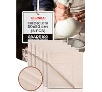 Garza Alimentare, CHUNBAI® 6 pezzi Panno di Formaggio Cotone Lavabile, Garza Alimentare per Formaggio, Tessuto Filtrante, Panni filtranti in puro cotone, Cheese Cloth,Telo Filtrante,Garze per Alimenti