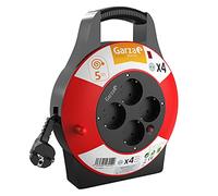 Garza -Avvolgicavo domestico 3G interno con 4 prese, protezione da sovratensione, surriscaldamento e bambino, tamburo elettrico, 5 m, alloggiamento resistente, IP20