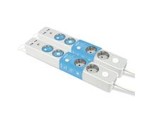 Garza - Confezione da 2 multiprese con 5 prese + 2 porte USB, con interruttore, spina piatta, presa multipla da 1,4 metri, protezione bambini, colore grigio, gamma di design