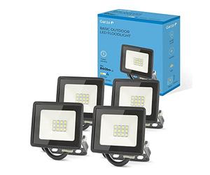 Garza - Confezione da 4 faretti da esterno a LED, 10 W, 860 lumen, luce fredda 6500 K, proiettore LED impermeabile (IP65) per casa, giardino, terrazza, garage, patio
