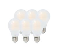 Garza - Confezione da 6 Lampadine LED a Filamento Opal Standard A60, Attacco E27, Luce calda (2700k), 8W, 1060 Lumen, Angolo di illuminazione di 360°, IRC 80