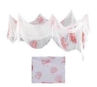 Garza di sangue di Halloween, tessuto di sangue per Halloween, garza macchiata di sangue di Halloween, spaventosa decorazione per le vacanze di casa infestata con sfondo horror per la porta di feste