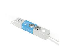 Garza - Multipresa di design con interruttore, 3 prese, 2 USB, cavo da 1,4 m, spina piatta, protezione bambini, colore grigio