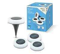 Garza Pack 3+1 luci solari LED, luce neutra 4000K, autonomia 8 ore, sensore crepuscolare, impermeabile IP65, ricarica solare automatica, montaggio a pavimento o parete