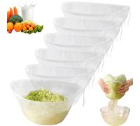 Garza per filtrare i sacchetti di garza 6 pezzi a rete fine con cordoncino riutilizzabili per filtrare il succo di latte di noci e i ripieni di gnocchi di latte di soia