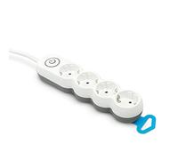 Garza Power - Ciabatta con 4 prese | con interruttore | Presa piatta | Ciabatta multipla 1,4 metri | Protezione bambini | Colore bianco | Gamma Design