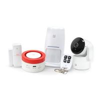 Garza Smart - Kit Sistema di Allarme e Sicurezza Intelligente Wifi 2.4GHz con Fotocamera 1080p 360° per la casa, Sirena 120dB, Sensori di Movimento e Apertura di Porte/Finestre, Controllo vocale/App.