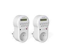 Garza - Spina timer digitale per interni, confezione da 2, programmazione 7 giorni, fino a 8 programmi ON/OFF giornalieri, modalità anti-intrusione, display LCD, protezione bambini, 3680W 16A