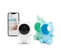Garza Telecamera per la Sorveglianza del Bambino 1080p HD con Sensore di Temperatura, Visione Notturna, Rilevamento di Pianti, Ninnananne, Rumore Bianco e WiFi 2.4 GHz., 3 Coperture + Supporto