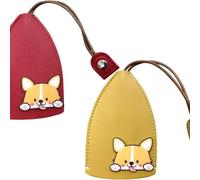 Garzire - 2 custodie per chiavi con cordino per cani, in pelle PU antigraffio, invisibili, accessori per la casa, per uomini e donne, 11,5 x 7,5 cm (rosso, giallo), Acciaio inossidabile, Nessuna