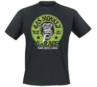 Gas Monkey Garage Green Logo Uomo T-Shirt Nero XL 100% Cotone Regular