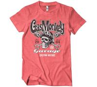 Gas Monkey Garage Licenza Ufficiale Custom Motors Skull T-Shirt da Uomo (Rosso-Heather), Medium