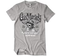Gas Monkey Garage Licenza Ufficiale Custom Motors Skull T-Shirt da Uomo (StormGrey), Medium