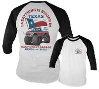 Gas Monkey Garage Licenza Ufficiale Everything Is Bigger in Texas Maglietta a Maniche Lunghe da Baseball (Bianca-Nero), Large