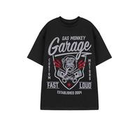 Gas Monkey T-Shirt da Uomo | T-Shirt Grafica a Maniche Corte Fast & Loud per Adulti in Nero | Top di Abbigliamento Casual Fit per Meccanico di Garage Americano Invecchiato, Motori Personalizzati GMG