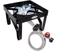 Gas One 200,000 BTU quadrato heavy Duty Single Burner esterno stufa a gas propano fornello con regolabile 0 - 20PSI regolatore e tubi intrecciato perfetto per la fermentazione, Turchia padella,