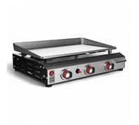 Gas One - Griglia piatta con 3 bruciatori ad accensione automatica, propano, portatile, in acciaio inox, con piastra pre-stagione, comodo vassoio antigoccia ideale per camper, campeggio