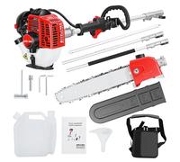 Gas Powered Pole Saw, 26CC 2-Cycle Engine Tree Trimmer with 3M Extendable Reach, Lightweight Cordless Pole Chainsaw for Garden Branch Cutting and Outdoor Yard Maintenance Rosso