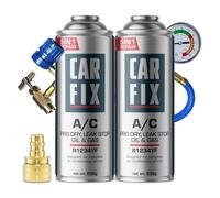 gas r1234yf, ricarica aria condizionata auto r1234yf, gas refrigerante r1234yf, kit ricarica clima auto r1234yf - 2 bombolette di refrigerante 5in1 r1234yf e tubo flessibile con manometro, 235 g