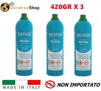 GAS R600A REFRIGERANTE BOMBOLA 420 GR FREEZER CONGELATORE 3 BOMBOLE