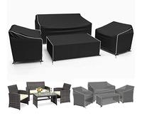 Gasadar 4 pezzi coperture per mobili da patio, impermeabili, nero, poliestere, XL