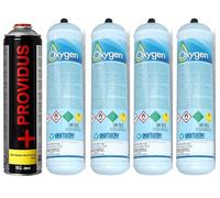 GASFRIGO® - 4 Bombole ossigeno per saldatura da 930 ml 110 bar attacco M12X1RH-IT + 1 Cartuccia per cannello propano/butano 30/70% da 330 gr - per Turbo Set 30