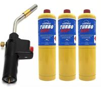 GASFRIGO® - Cannello microtorcia polifunzionale CGA600 + 3 Bombole TURBO MAPP (MAP PRO) 400g.