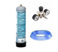 GASFRIGO® - Kit impianto acquario: bombola CO2 600 gr. M10x1 con piedino + riduttore di pressione a 2 manometri + tubo