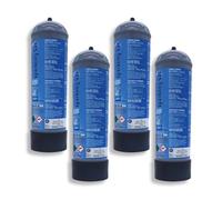 GASFRIGO® - N° 4 bombole CO2 monouso da 1300 gr. con supporto in plastica attacco M11x1 per erogatori acqua frizzante - MADE IN ITALY