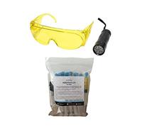 GASFRIGO - Tracciante fluorescente UV confezione in siringhe 12 x 7,5 ml + adattatore R134A R134 + lampada UV cercafughe con occhiali