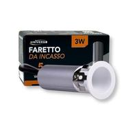 GASIASHOP SRL UNIVERSO R20-B FARO FARETTO LED PUNTO LUCE SPOT LIGHT ROTONDO COLORE BIANCO ARGENTO DA INCASSO 3W 3000K 4000K 6500K IP20 (Bianco Naturale)