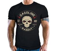Gasoline Bandit® - Maglietta da motociclista con scritta "Riders from Hell nero L,Nero-Nero